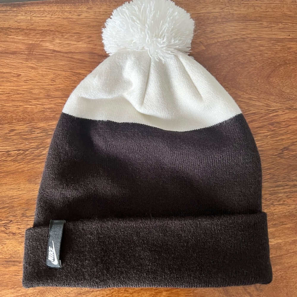 Nike Black and White Pom-Pom Beanie